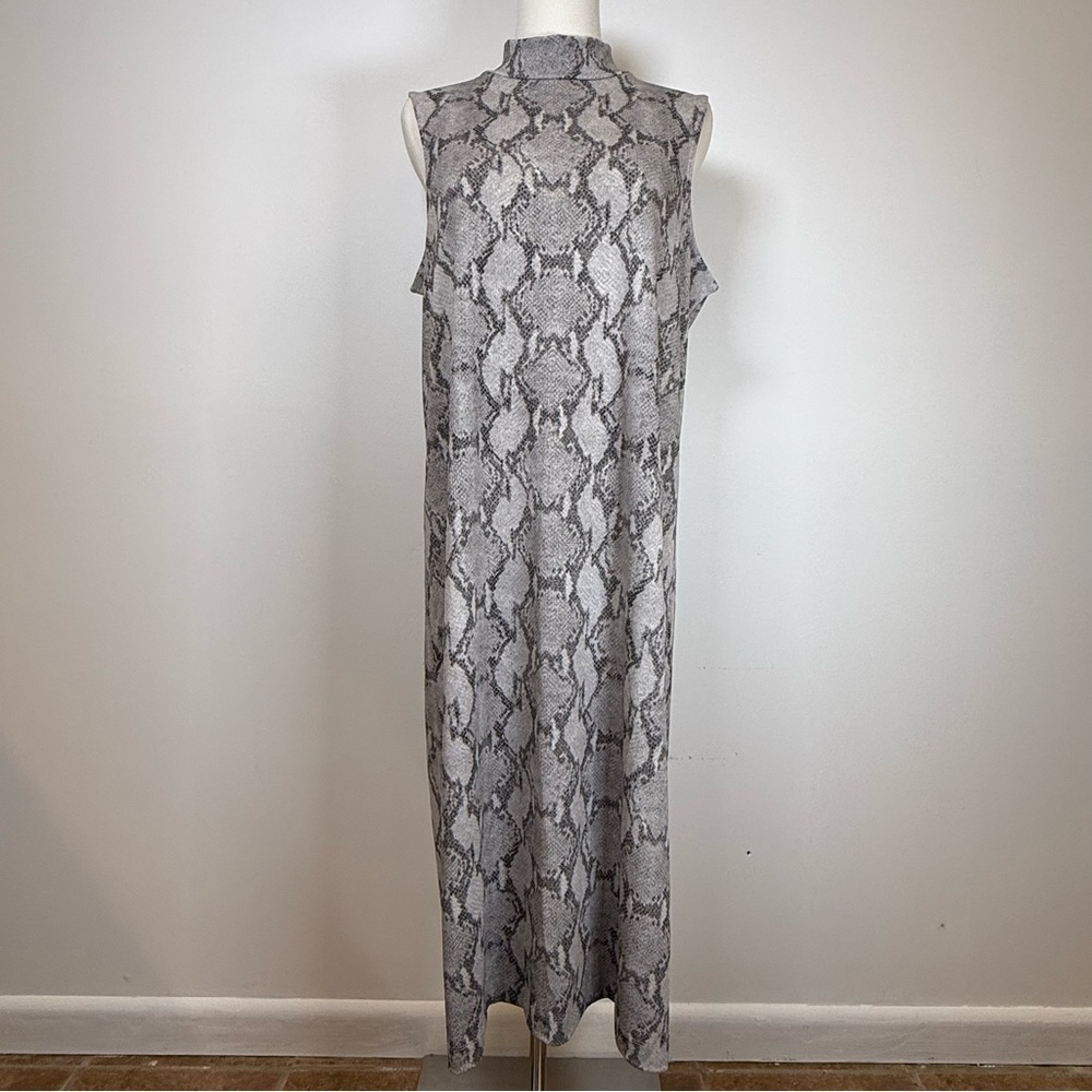 Banana Republic Sleeveless Gray Snakeskin Pattern Dress Women’s Size Large